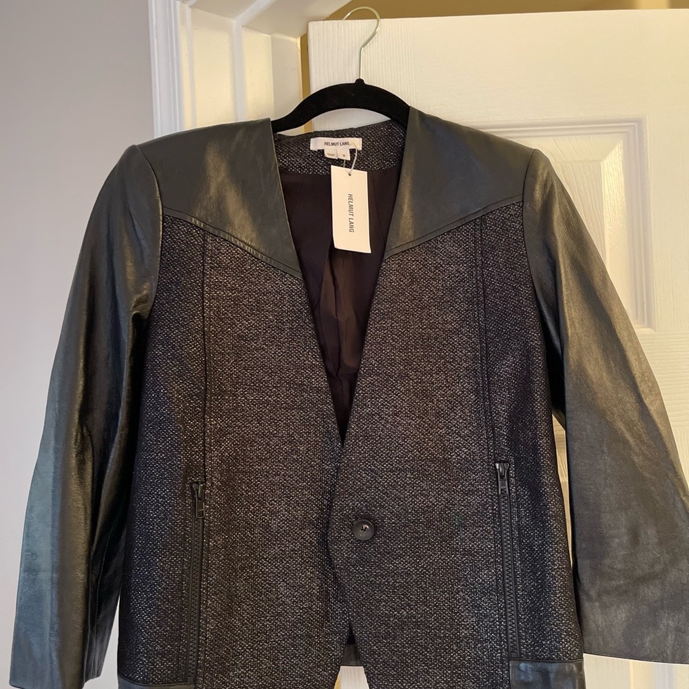 Helmut Lang Metallic Black Twill BlazerJacket